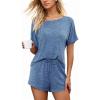 CUPSHE Short Sleeve Pajama Sets for Women Casual Crew Neck 2 Piece Lounge Sets(Petal Blue)