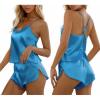 CUPSHE Silk Lingerie for Women Sexy Sleepwear 2 Piece Satin Pajama Shorts Set Sexy PJ Set(Lake Blue)