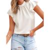 CUPSHE SleevelessTank Tops for Women Summer Ruffle Sleeve Mock Neck Going Out Top Vacation Outfits Dressy Work Shirt(White)