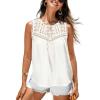 CUPSHE Summer Tank Tops for Women Sleeveless Lace Crochet Crewneck Top Dressy Beach Cover ups Vacation Outfits(White)