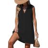 CUPSHE Swimsuit Coverup for Women V Neck Beachwear Sleeveless Beach Dress with Chest Pocket(Black)