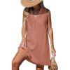CUPSHE Swimsuit Coverup for Women V Neck Beachwear Sleeveless Beach Dress with Chest Pocket(Brick Red)