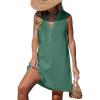 CUPSHE Swimsuit Coverup for Women V Neck Beachwear Sleeveless Beach Dress with Chest Pocket(Green)