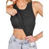 CUPSHE Tank Tops for Women Built-in Bra Sleeveless Padded Ribbed Fitted Top Casual Shirts Basic Cami Tops Vacation Outfits(Black)