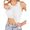 CUPSHE Tank Tops for Women Built-in Bra Sleeveless Padded Ribbed Fitted Top Casual Shirts Basic Cami Tops Vacation Outfits(White)