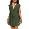 CUPSHE Women Basic Collar Cover-Up Dress V Neck Shirts Casual Summer Sleeveless Solid Cover Up Tops(Green)