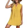 CUPSHE Women Basic Collar Cover-Up Dress V Neck Shirts Casual Summer Sleeveless Solid Cover Up Tops(Yellow)