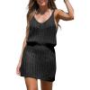 CUPSHE Women Bathing Suit Crochet Cover Up Hollow Out Swimsuit Beach Summer Dress Coverups 2025(Black)