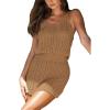 CUPSHE Women Bathing Suit Crochet Cover Up Hollow Out Swimsuit Beach Summer Dress Coverups 2025(Brown)