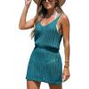CUPSHE Women Bathing Suit Crochet Cover Up Hollow Out Swimsuit Beach Summer Dress Coverups 2025(Eucalyptus Blue)