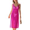 CUPSHE Women Crochet Swimsuit Cover Up Sleeveless Hollow Out Long Swimwear Coverup 2026 Split Mesh Beach Dress(Hot Pink)