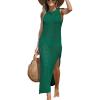 CUPSHE Women Cutout Bodycon Maxi Cover-Up Dress Crew Neck Sleeveless Cover Up Summer(Green)