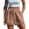 CUPSHE Women Lightweight Baggy Trendy Short Pants Wide Leg Drawstring Shorts Elastic Waist Casual with Pockets(Pink)