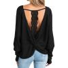 CUPSHE Women Open Back Long Sleeve Tops Trendy Going Out Casual Basic Shirts(Black)