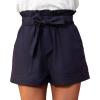 CUPSHE Women Summer Shorts with Pockets Bowknot Tie Waist Wide Leg Short High Waisted Casual Beach Vacation Outfits(Navy Blue)