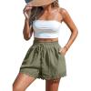 CUPSHE Women Swim Cover Up Shorts 100% Cotton Casual Beach Shorts with Side Pockets(Dark Grey Green)