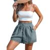 CUPSHE Women Swim Cover Up Shorts 100% Cotton Casual Beach Shorts with Side Pockets(Light Blue)