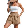 CUPSHE Women Swim Cover Up Shorts 100% Cotton Casual Beach Shorts with Side Pockets(Light Brown)