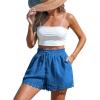 CUPSHE Women Swim Cover Up Shorts 100% Cotton Casual Beach Shorts with Side Pockets(Royal Blue)