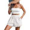 CUPSHE Women Swim Cover Up Shorts 100% Cotton Casual Beach Shorts with Side Pockets(White)