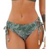CUPSHE Women Swimsuit Bikini Bottom String Cheeky Side Tie Low Rise Bathing Suit(Dark Green/Floral)