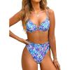 CUPSHE Women Swimsuit Bikini Set High Waisted Push Up Cheeky Drawstring Two Piece Bathing Suit(Cornflower)