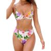 CUPSHE Women Swimsuit Bikini Set High Waisted Push Up Cheeky Drawstring Two Piece Bathing Suit(White/Yellow Floral)