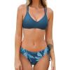 CUPSHE Women Swimsuit Bikini Set Two Piece Bathing Suit Criss Cross Back Strappy Side with Double Spaghetti Straps(Aegean Blue)