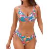 CUPSHE Women Swimsuit Bikini Set Two Piece Bathing Suit Criss Cross Back Strappy Side with Double Spaghetti Straps(Multi Color/Paisley)