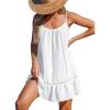 CUPSHE Women Swimsuit Cover Up Sleeveless Spaghetti Straps Summer Beach Dress(White)