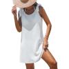 CUPSHE Women Swimsuit Coverup Sleeveless Tie Shoulder Bathing Suit Cover Ups Knit Beach Mini Dress(White)