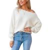 CUPSHE Women Trendy Knit Sweater 2025 Off Shoulder Long Dolman Sleeve Casual Top Soft Boatneck Pullover Fall Sweaters(Cream)