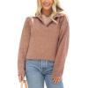 CUPSHE Women V Neck Sweater Tops Long Sleeves Top Knit Pullover Sweater Casual(Brown)