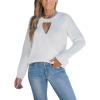 CUPSHE Women’s 2024 Fall Cutout Pullover Sweaters Long Sleeve Ribbed Knit Wrap Jumper Tops(White)