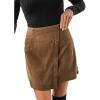 CUPSHE Women’s Autumn High Waist Button Front Outdoor Casual Skirts with Zipper Mini Wrap Skirt(Brown)