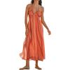 CUPSHE Women’s Backless Beach Dress Halter Neck Ruffle Plunge V Neck Sleeveless Maxi Sundress Summer Dresses(Blush)