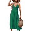 CUPSHE Women’s Backless Beach Dress Halter Neck Ruffle Plunge V Neck Sleeveless Maxi Sundress Summer Dresses(Green)