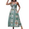 CUPSHE Women’s Backless Beach Dress Halter Neck Ruffle Plunge V Neck Sleeveless Maxi Sundress Summer Dresses(Green Paisley)