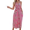 imageCUPSHE Womens Backless Beach Dress Halter Neck Ruffle Plunge V Neck Sleeveless Maxi Sundress Summer DressesPink Paisley