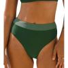 CUPSHE Women’s Bikini Bottom High Waisted Color Block Swimsuit Bottom Only Full Coverage(Forest Green/Sage Green)