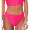 CUPSHE Women’s Bikini Bottom Separate Mid Rise Full Coverage Swimsuit Bottom Only(Bright Pink)