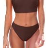 CUPSHE Women’s Bikini Bottom Separate Mid Rise Full Coverage Swimsuit Bottom Only(Chocolate Brown)