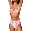 CUPSHE Women’s Bikini Sets Two Piece Swimsuit High Waisted Underwire Sweetheart Neck Back Hook Adjustable Straps(Orange Pink Floral)