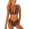 CUPSHE Women’s Bikini Sets Two Piece Swimsuit Mid Rise Bathing Suits V Neck Crisscross Back Tie Textured(Black Floral)