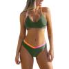CUPSHE Women’s Bikini Sets Two Piece Swimsuit V Neck Color Block Bathing Suit Cutout Crisscross Back Self Tie Swimwear(Emerald Green)