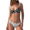 CUPSHE Women’s Bikini Sets Underwire Scoop Neck Two Piece Swimsuit Reversible Bathing Suit Wide Straps Self Tie(Black/White Polka Dots)