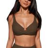 CUPSHE Womens Bikini Top Swimsuit Underwire Wrapped Top Sweetheart Neck Adjustable Straps Back Hook(Brown)