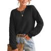 CUPSHE Women’s Cable Knit Sweater Long Sleeve Crew Neck Sweaters Fall Pullover Sweater Tops(Black)