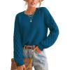 CUPSHE Women’s Cable Knit Sweater Long Sleeve Crew Neck Sweaters Fall Pullover Sweater Tops(Blue)