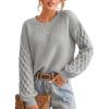 CUPSHE Women’s Cable Knit Sweater Long Sleeve Crew Neck Sweaters Fall Pullover Sweater Tops(Gray)